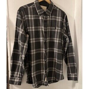 VTG Weatherproof Original Men's L Flannel Shirt Gray Plaid Button Front Casual